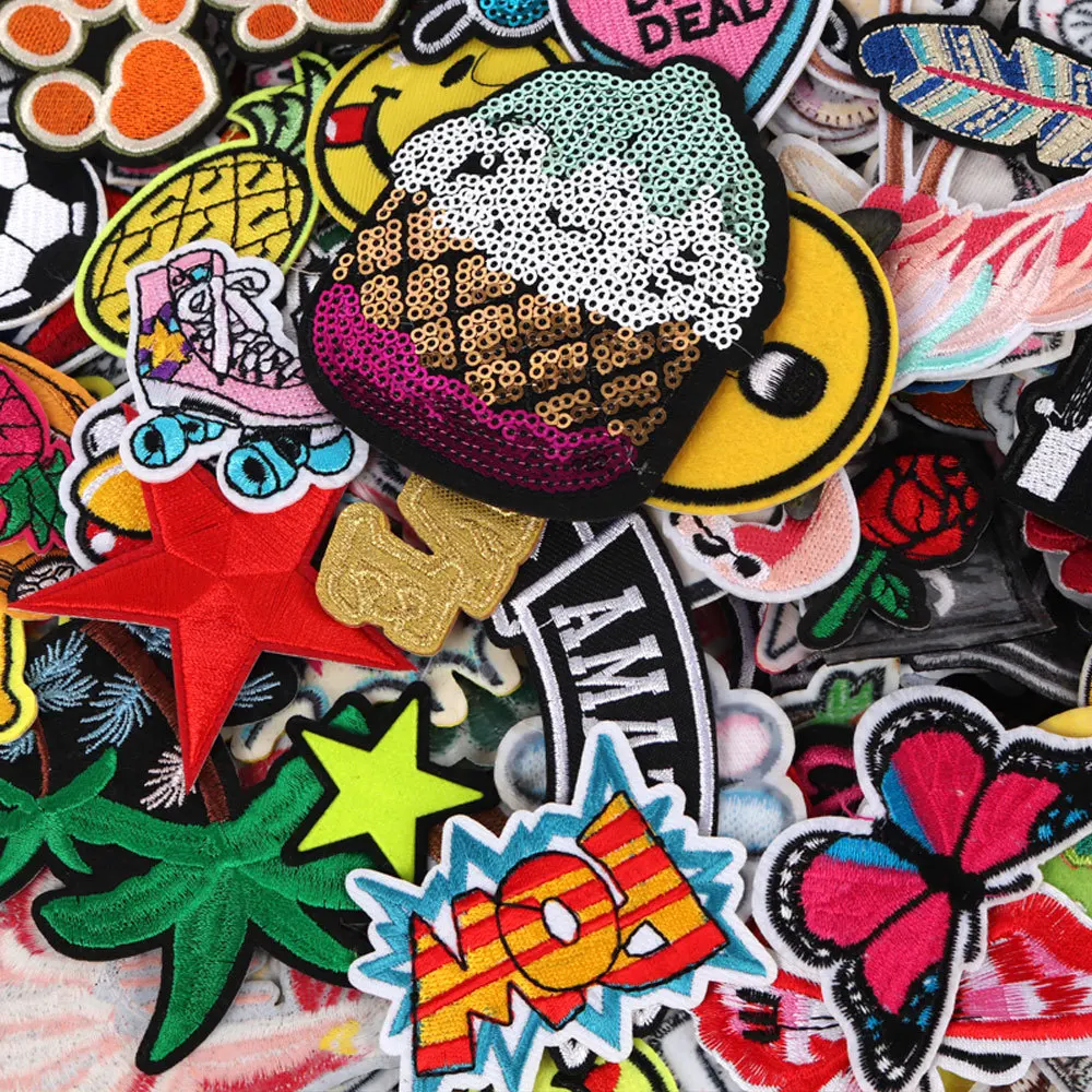 30 개/몫 패치에 수 놓은 철 DIY 공예 의류 청바지 배지에 대 한 열 Applique 스티커 바느질 패치