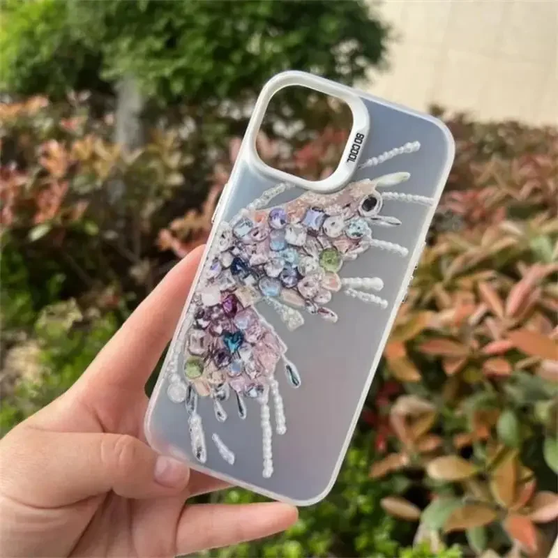 3D Diamond Butterfly Plating Matte Hard Phone Case