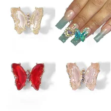 

5Pcs Big Butterfly Rhinestones Chamrs Elegant Nail Decorations Crystal Aurora 3D Alloy Gold Jewelry DIY Manicure Accessories A65