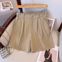 150Kg Plus Size Women's Hip 150 Summer High Waisted Loose Casual Wide Leg Shorts Black White Khaki 4XL 5XL 6XL 7XL 8XL 9XL - Image 3