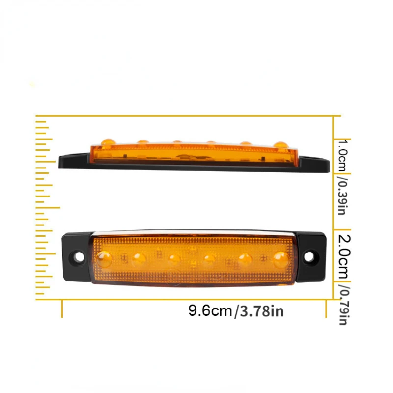 2 шт., 12 В, 6 светодиодов, боковая лампа для грузовика, сверхъяркая боковая лампа для прицепа, боковая лампа, индикатор автобуса, сигнал поворота, детали для грузовика, лампа