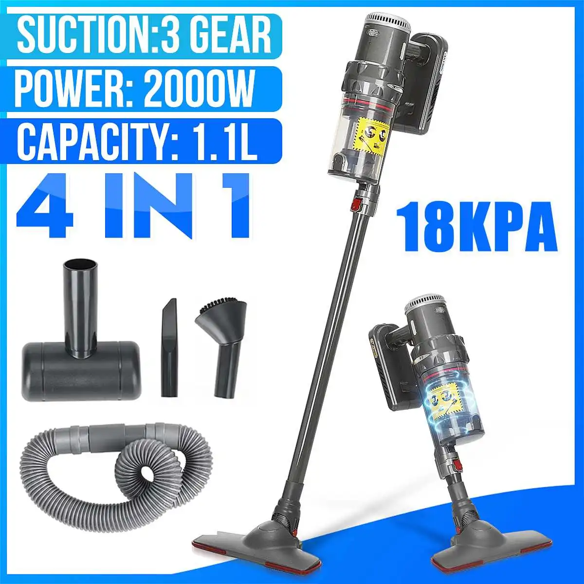 Ʈ Ȩ  ڵ  ûұ, 18KPa Է, Ż ͸, 1.1L  , 2000W