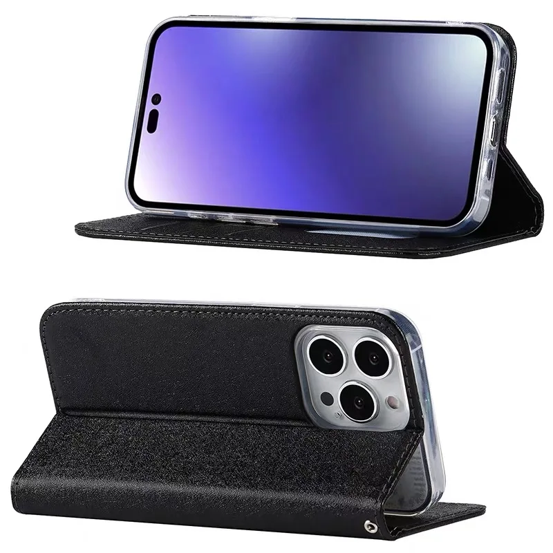 For iPhone 16 12 13 14 15 Case Leather Silk Magnetic Flip Wallet Cover For iPhone 7 Plus X XR XS 11 Pro Max Case Stand Card Slot