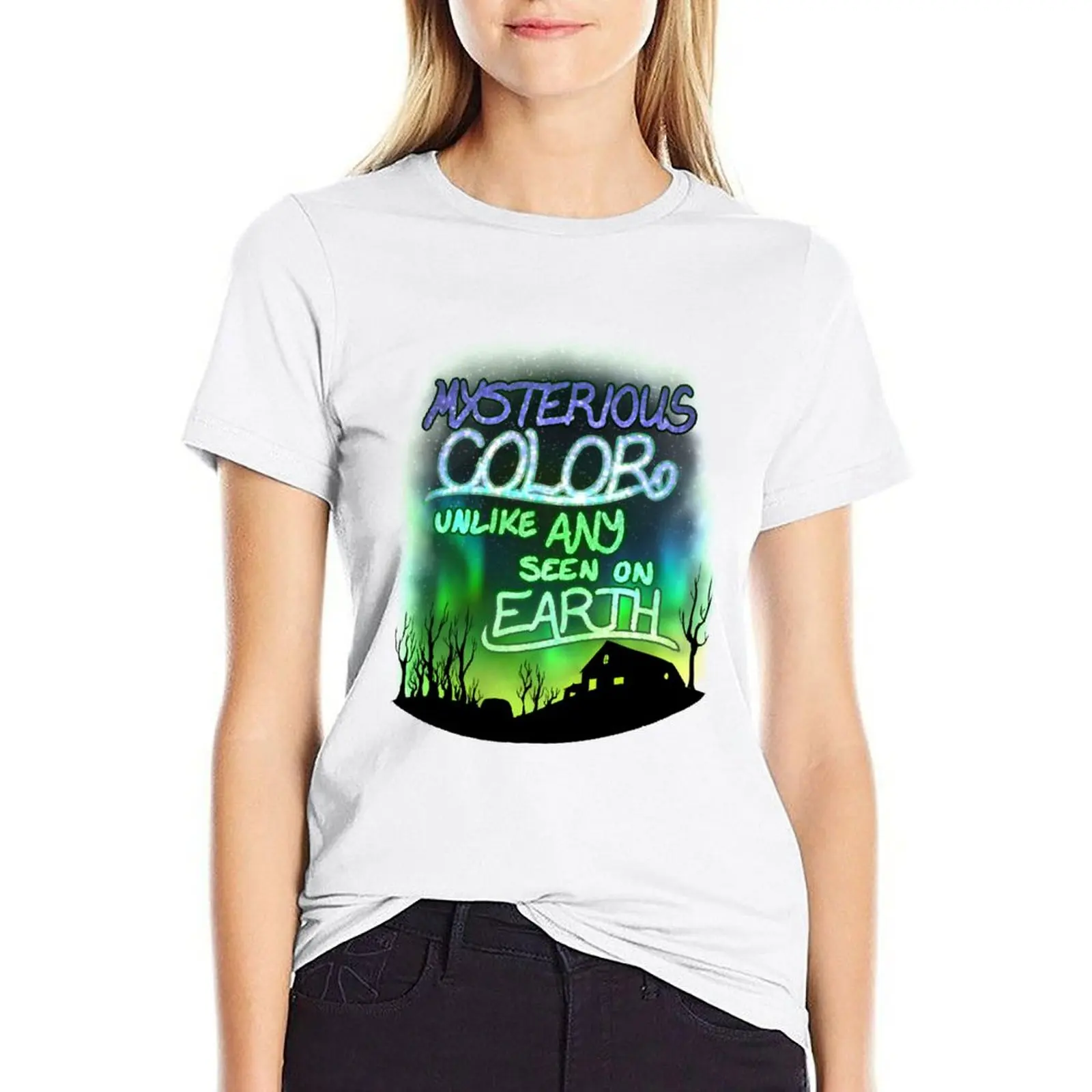 

Mysterious Color Unlike Any Seen On Earth T-Shirt black t shirts for Women tops Women workout shirts for Women