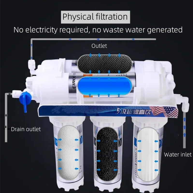 Kitchen Under Sink Ultrafiltration Large kitchen water filter with Tap 5 Stages Direct Drink Water Filter System Purification water purifier filter