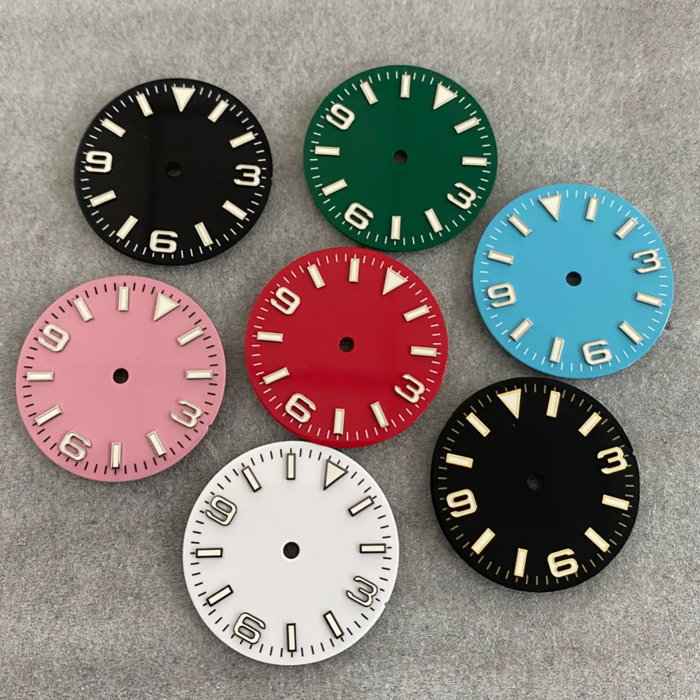 28.5mm Watch Dial + Watches Hands Green Luminous Modified Men's Watch Accessories Faces for NH35/NH36/4R/7S Movement