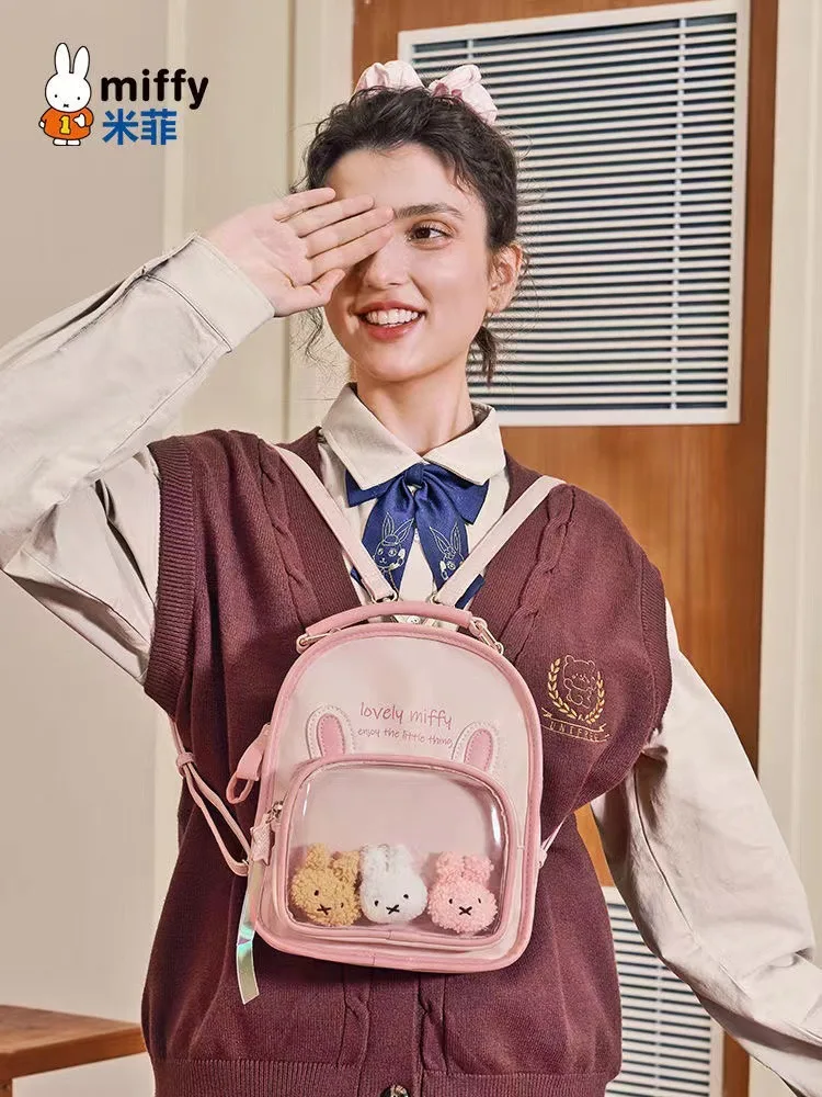 Hello Kitty New Children's Backpack Women's Casual Versatile Shoulder Student Cute Transparent Jelly Bag School Bag Candy