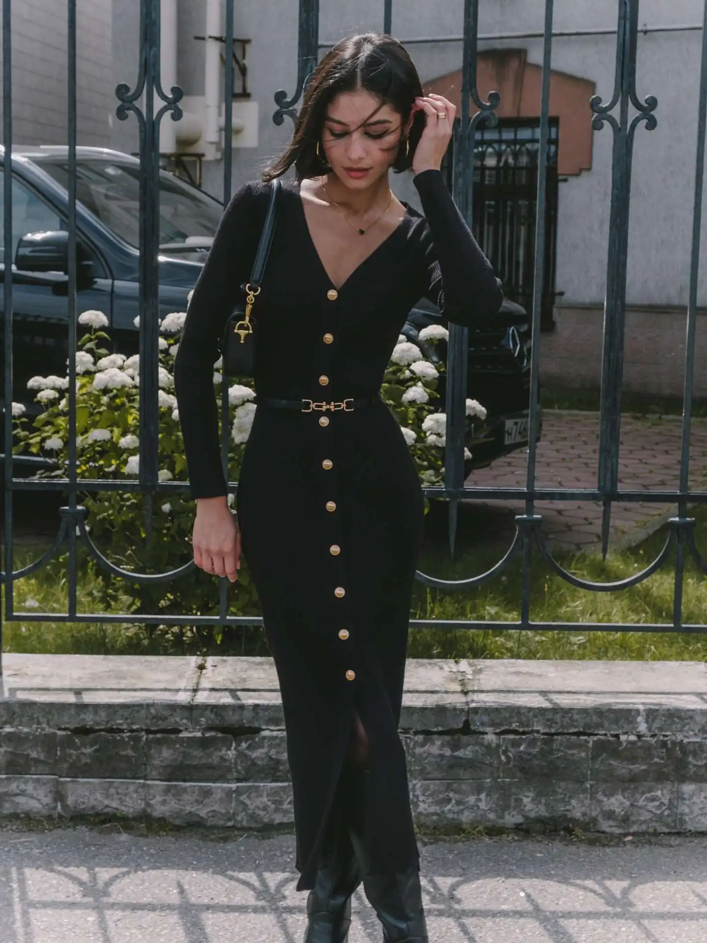 Shirt Dress Midi Dress Button Front Occasion Dress Elegant Knitted