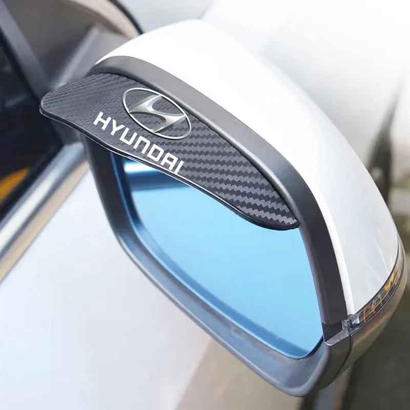 Carbon Fiber Car Rearview Mirror Eyebrow Rain Cover 2Pcs for Hyundai Santa Fe Sonata Solaris Azera Creta I30 Ix25 Tucson IX35