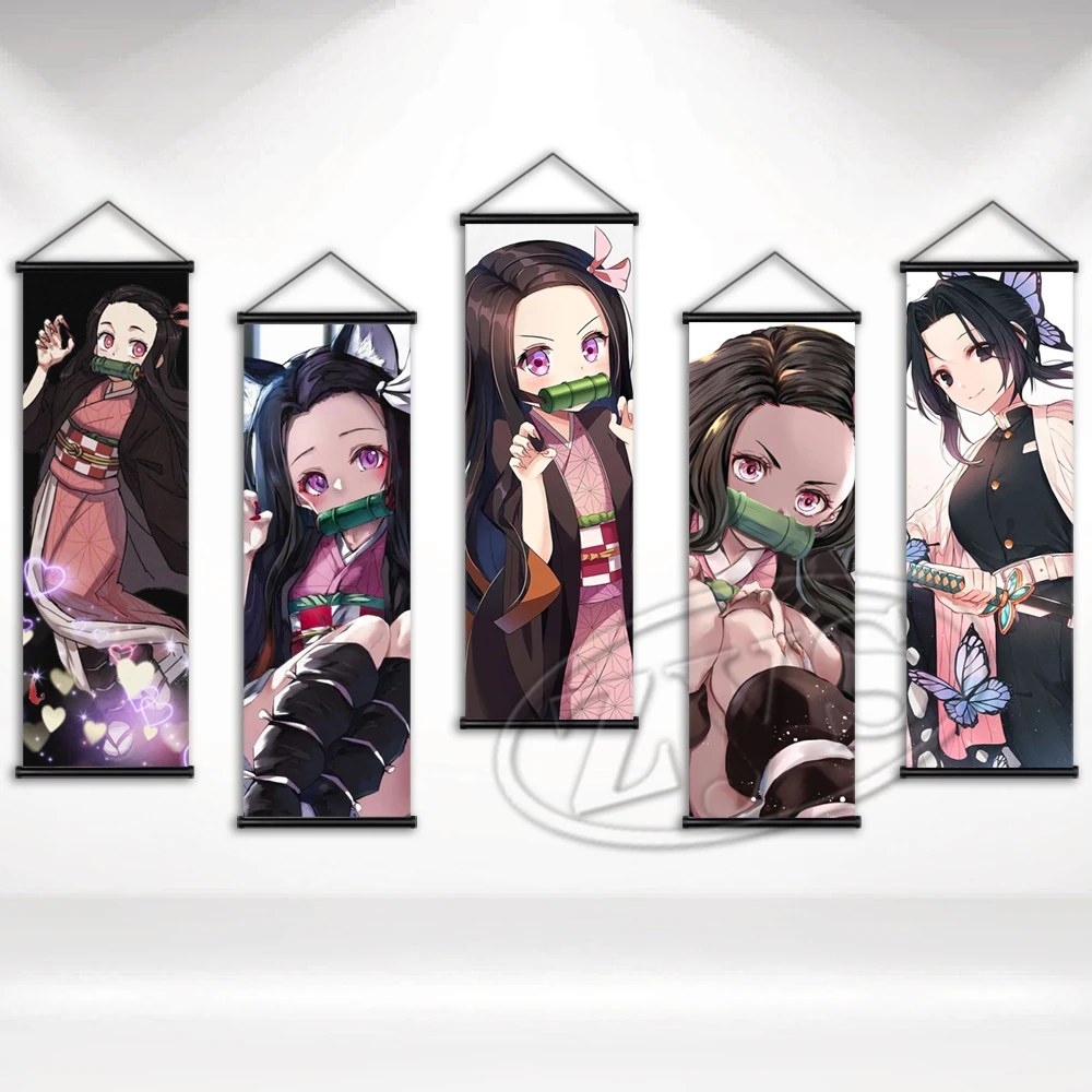 

Настенные картины на холсте, рассекающий демонов, модульные картины Kamado Nezuko, плакаты, подвесные свитки, украшение для дома, гостиной