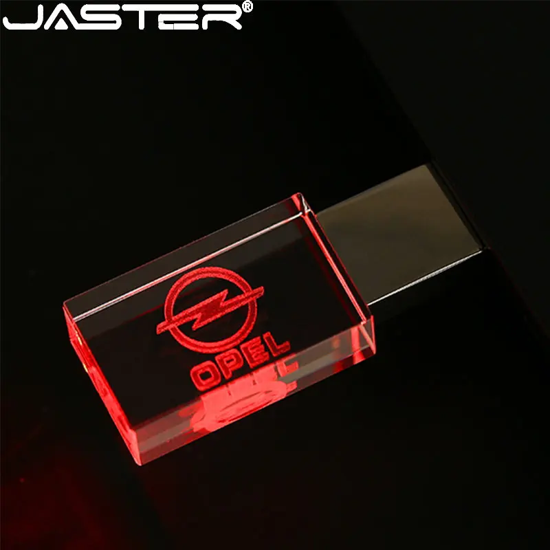 Jaster Criativo Cristal Usb Flash Drives 2.0 128gb com Luzes Coloridas de 64gb Azul Vermelho Presente Pen Drive Memory Stick Personalizado - Imagem 5