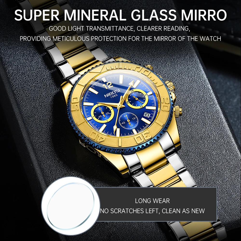 Montres de sport décontractées pour hommes chronographe montre de plongée en acier inoxydable montre-bracelet grand cadran horloge à quartz lumineuse_voghion.com