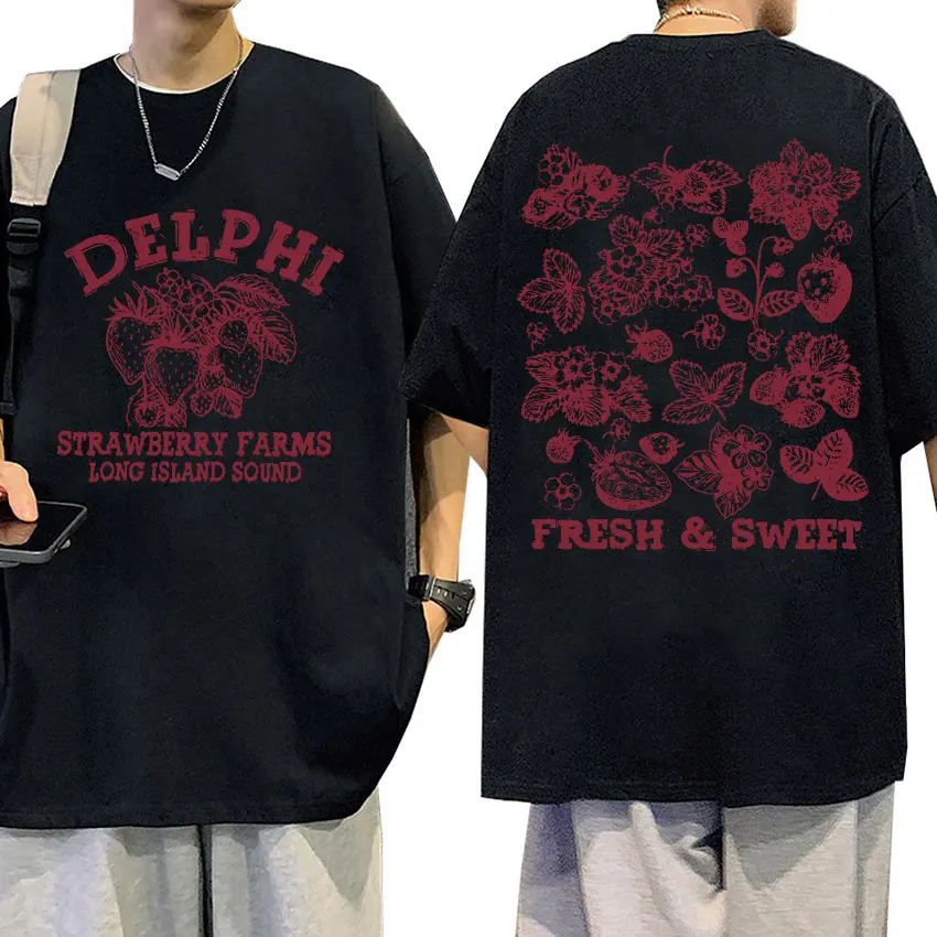 Delphi Strawberry Farms Print T Shirt Bradley Jackson Retro O-Collo Abbigliamento T-Shirt Uomo Donna Casual 100% Cotone Magliette Oversize