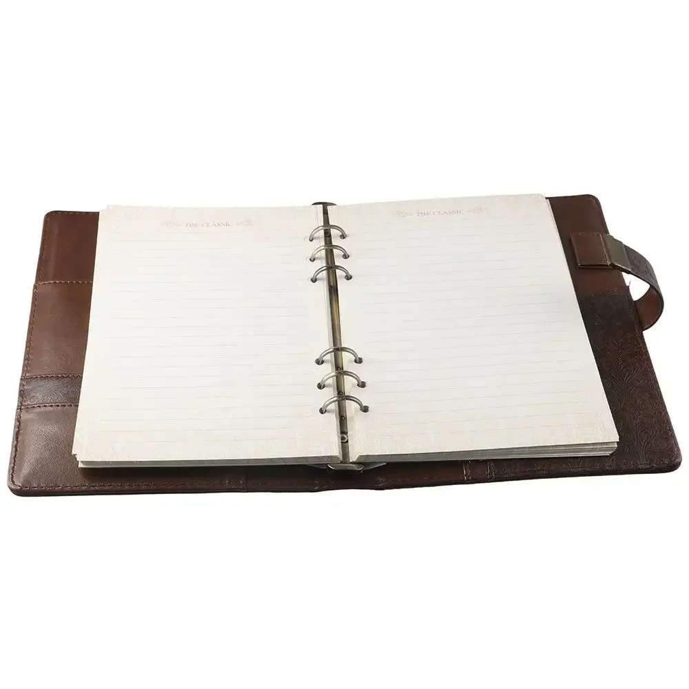 

Large 6 Lock Notebook Binder Refillable Pages Journal Ring Lock, Brown Diary for With Women,200