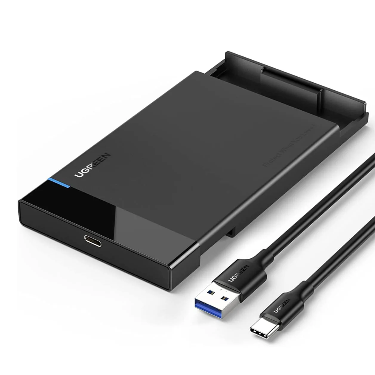 UGREEN 2.5인치 하드 드라이브 인클로저 USB C 3.1 Gen2 to SATA III 6Gbps UASP 외장 케이스 (7mm 9.5mm SSD HDD용)