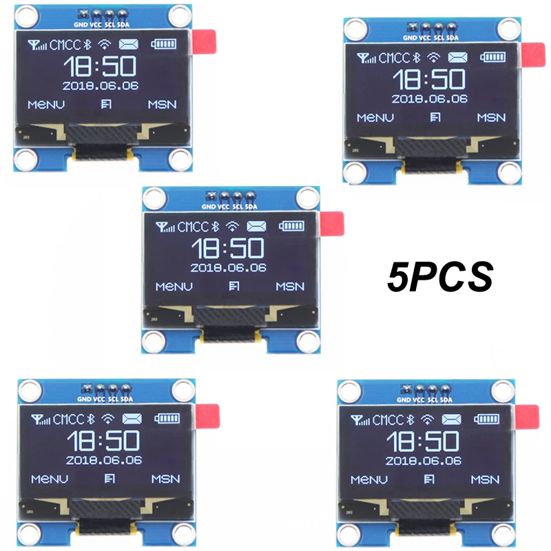 2x 1,3 Zoll I2C OLED Display Modul – 128x64, SSD1106, Blaue Schrift, Für Arduino, STM32, PIC, 3,3V/5V, 160° Winkel