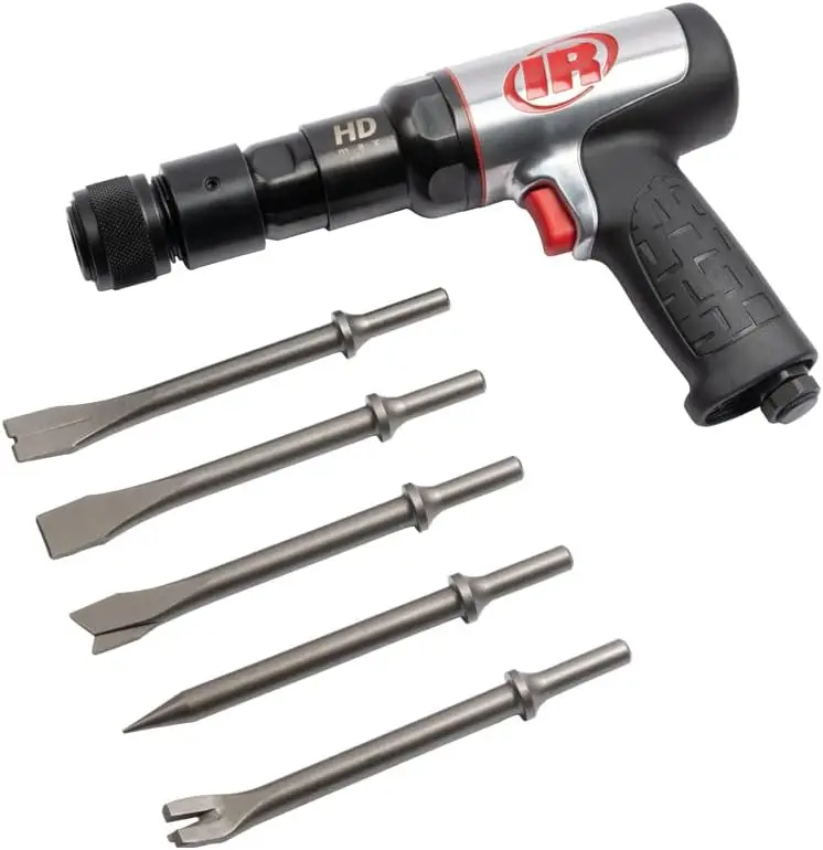 

Ingersoll Rand 135MAXK Air Hammer Kit, includes 5-peice Chisel Set, 2600 BPM, 3" Stroke, 3/4" Bore Diameter, Large