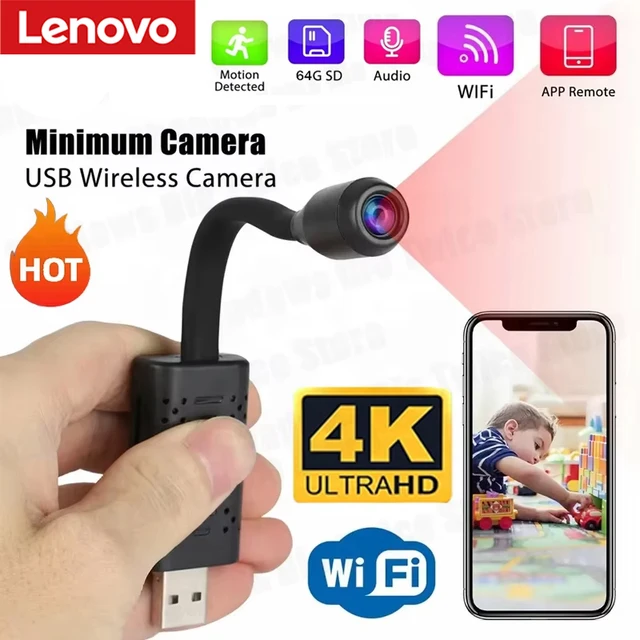 Lenovo 4K USB Surveillance WiFi Cameras Mini Flexible Lens Cable Motion Detection Video Recorder Security Monitoring Camcorder