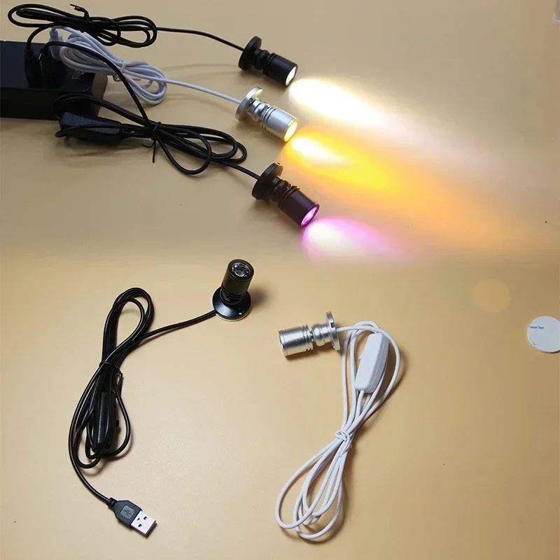 LED USB 5V 3W Led Spot Light Surface Mounted Cabinet Showcase Counter Jewelry Lamp Rotatable Angle Ceiling Mini Spotlight led spotlight halogen spotlight bulb