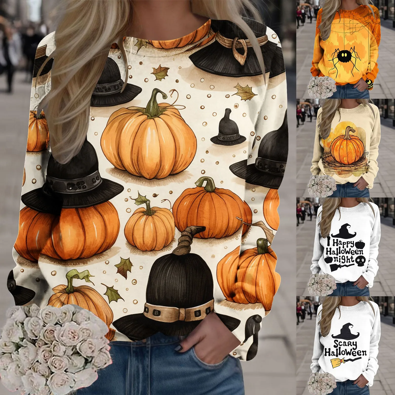 

Pullover Sweater Tops For Womens Print O Neck Sweatshirt Round Neck Fit Pullover Tops Fashion Distressed Sweatshirt