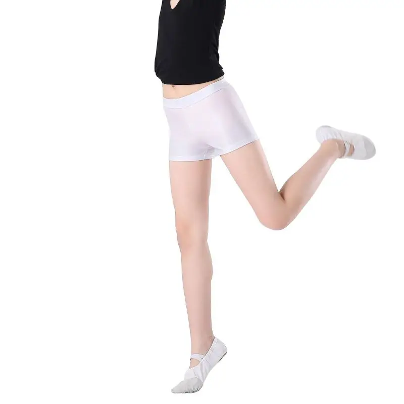 Girls Dance Shorts Pants Kids Bronzing Metallic Pants Elastic Children Glossy Gymnastic Dancewear Solid Sports Short Trousers