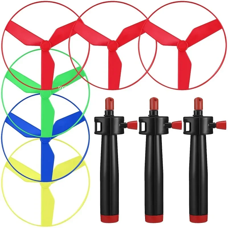 1pc Kids Pull String Flying Disc Propeller Helicopter Outdoor Toys Fun Game Sports Flying Spin Top Children Development Toy 4
