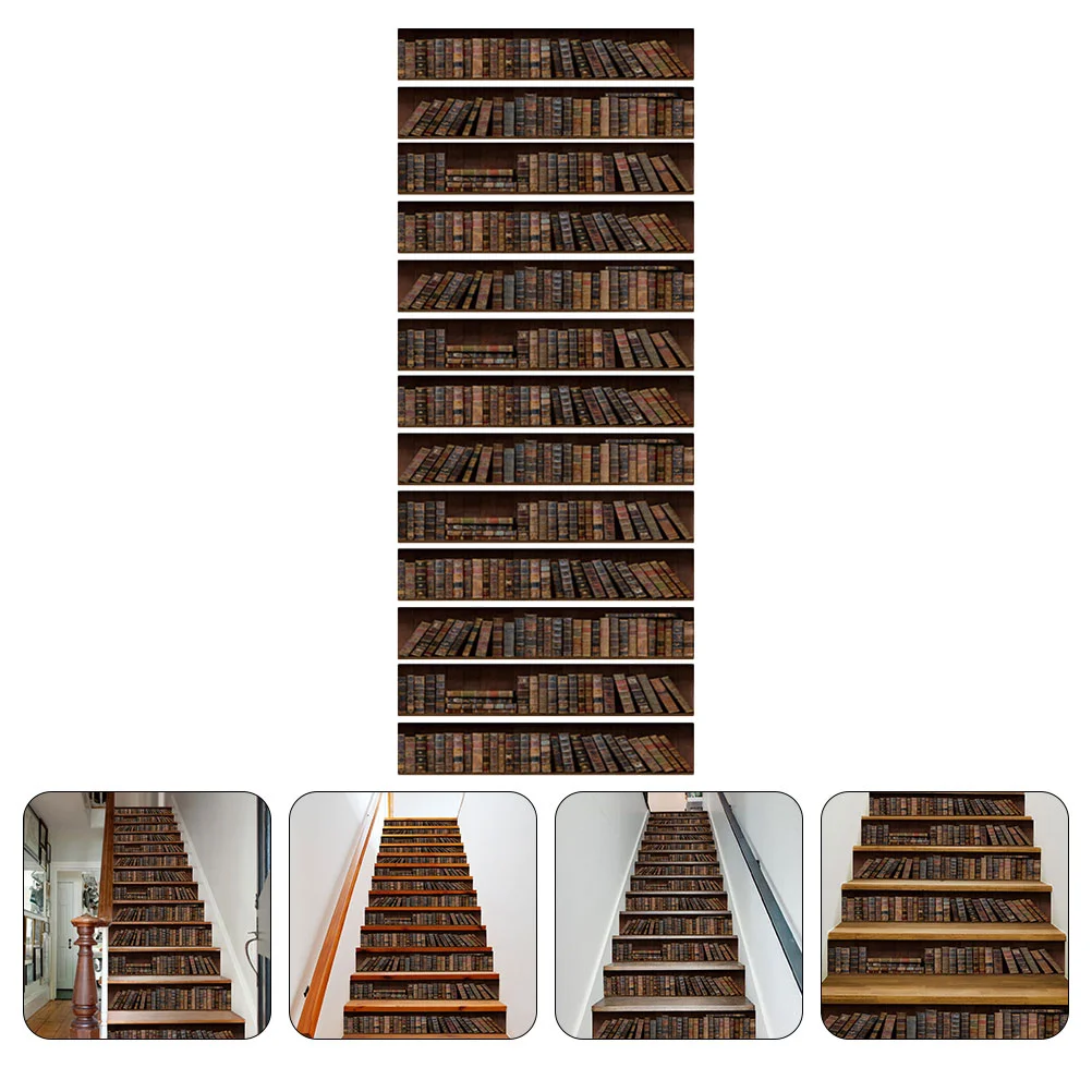 

13 Pcs Stair Stickers PVC Bookshelf Decal Stairs Decorative Home Creative Waterproof DIY Decals