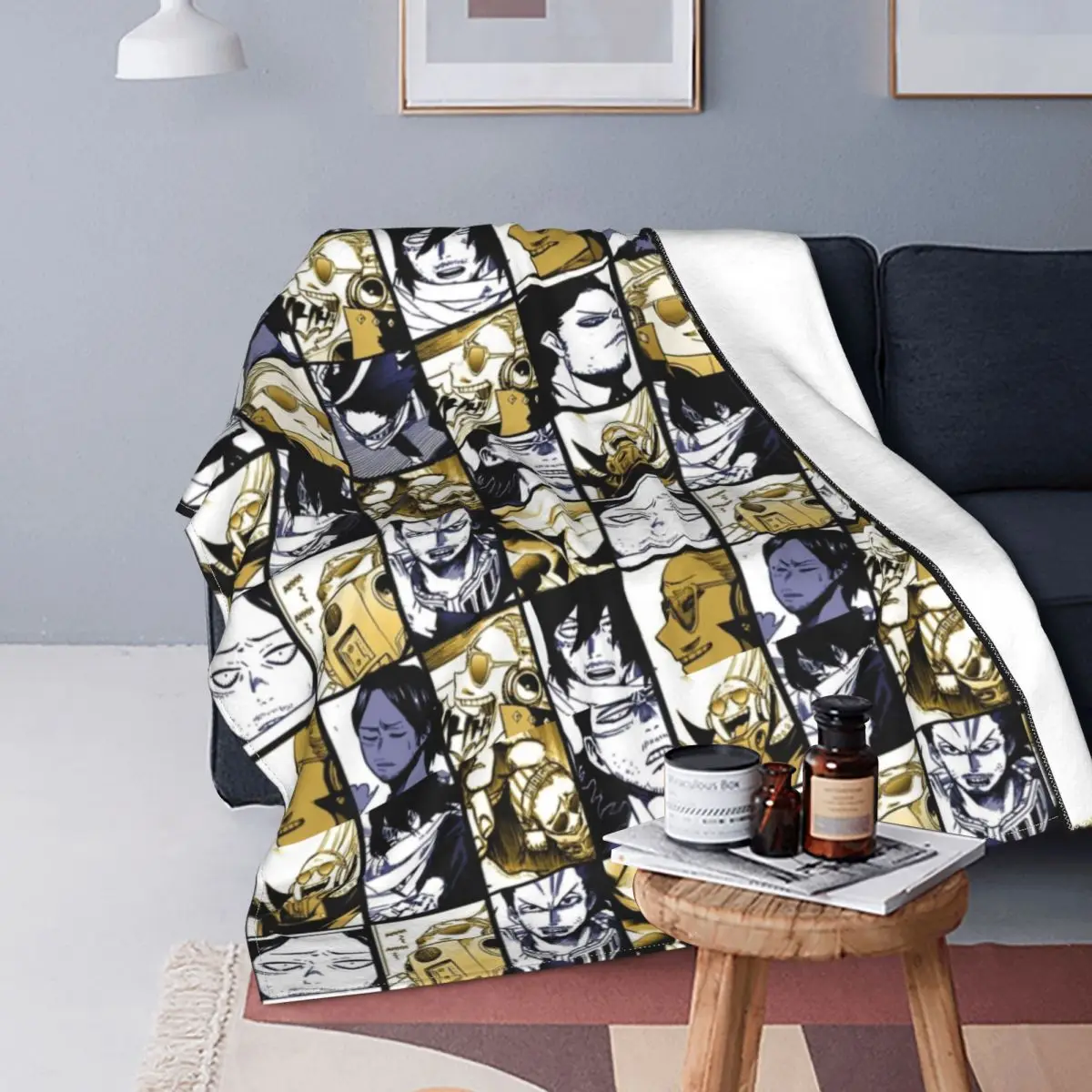 

Aizawa Boku No My Hero Academia Velvet Throw Blanket Collage Academy Plaid Anime Blanket for Bedding Couch Lightweight Thin