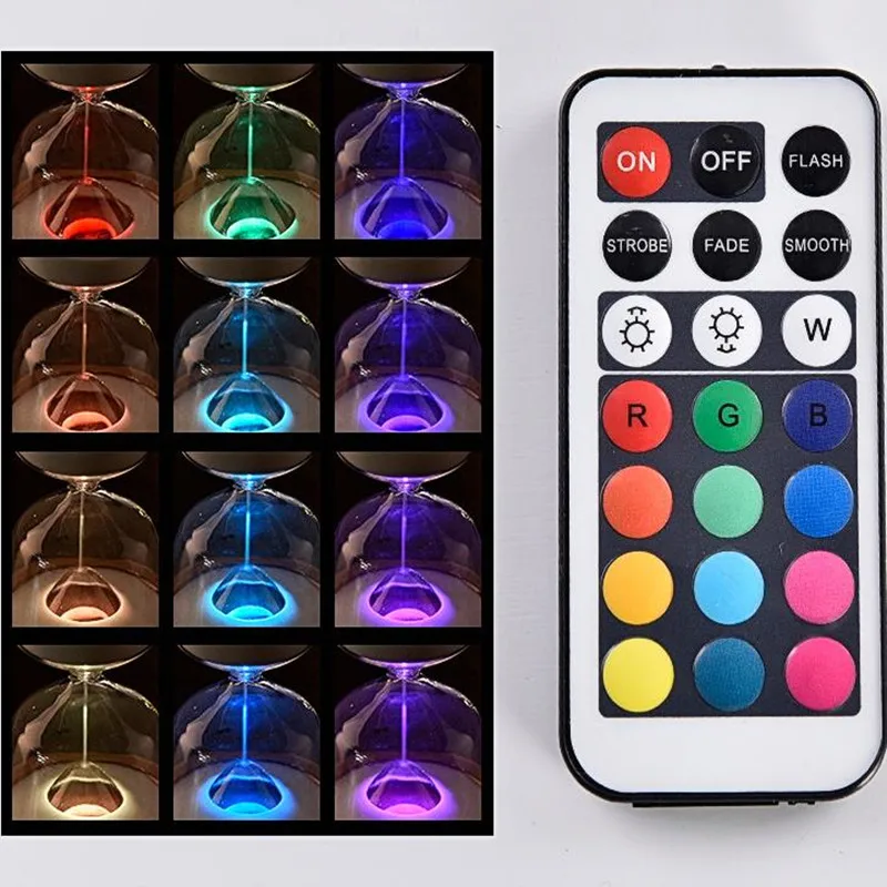 15 Minutes Hourglass Sand Timer Time Management Tool Creative Remote Control Glass Hourglass Ornaments Wood Bottom Night Light