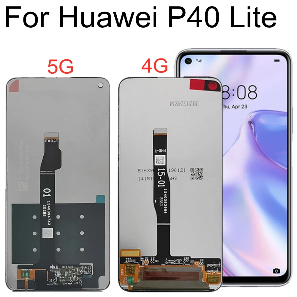 YHX-OU 6.4 Écran Complet Tactile Pour Huawei P40 Lite 4G Écran LCD  Ensemble Tactile Vitre Remplacement d'écran + Outil d'installation +1 Piece  P40