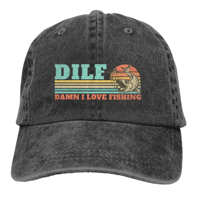 Vintage DILF Damn I Love Fishing Funny Fishing Gift Baseball Cap