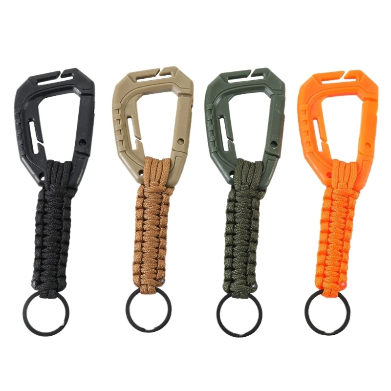 

2Pcs Paracord Keychain with Carabiner Braided Lanyard Clip Rings Hook Braided Cord Rope Key Chains Outdoor Survival Tool