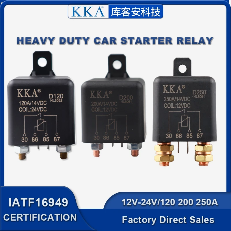 KKA D Series 120A 200A 250A 12V 24V Heavy Duty Car Starter Relay For Car Motor Truck Boat Engine