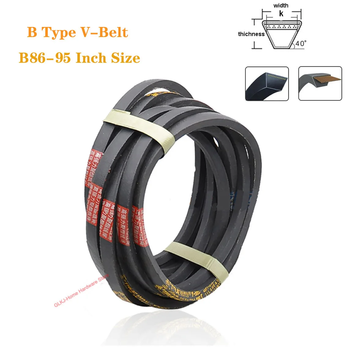 

1Pcs B86/87/88-95 Inch Size B Type V-Belt Black Rubber Triangle Belt Industrial Agricultural Mechanical Transmission Belt