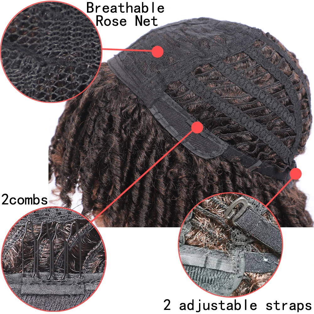 Short Faux Locks Wig for Black Women 6inch Soft Locs Crochet Wigs 1B 27 30 BUG# Faux Locs Braided Wigs perruque tresse africaine