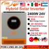 PowMr 2400W Hybrid Solar Inverter 24V to 110V 120V Pure Sine Wave With PWM 80A Solar Charge Controller and PV Panel 30-80VDC 1