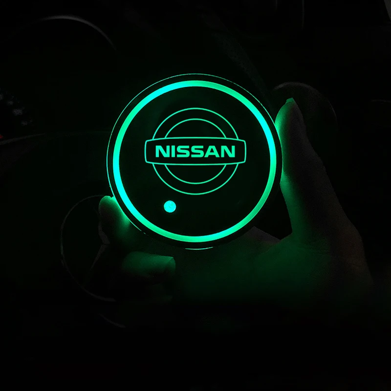 7 Color USB Charging Car Led Luminous Car Water Cup Coaster For Nissan Juke Qashqai X-Trail Leaf Patrol Altima Maxima Micra Note