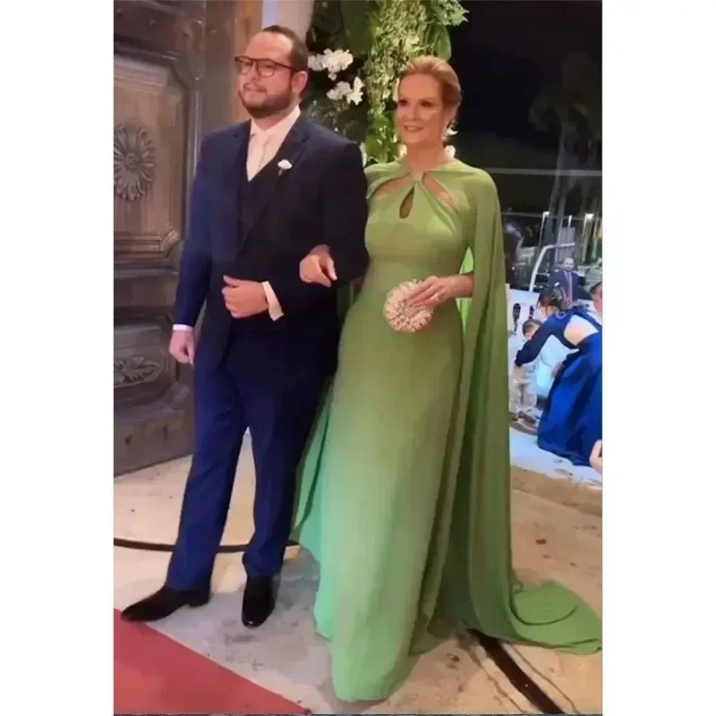 Elegant Green Chiffon Mother Of The Bride Dresses Evening Party Gowns Backless Wedding Guest Formal Ocn Prom Dress mother bride dresses women party dresses