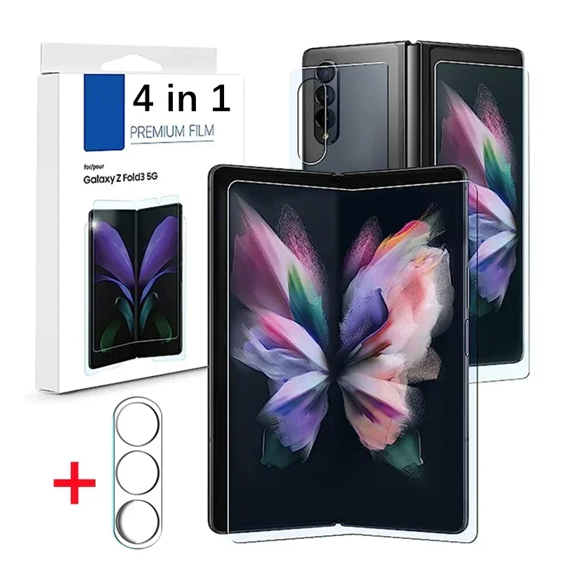 

Гидрогелевая пленка для Samsung Galaxy Z Fold 5 4 3, защита для переднего и заднего экрана, закаленное стекло, пленка для объектива камеры ZFold5 Fold4 Fold3