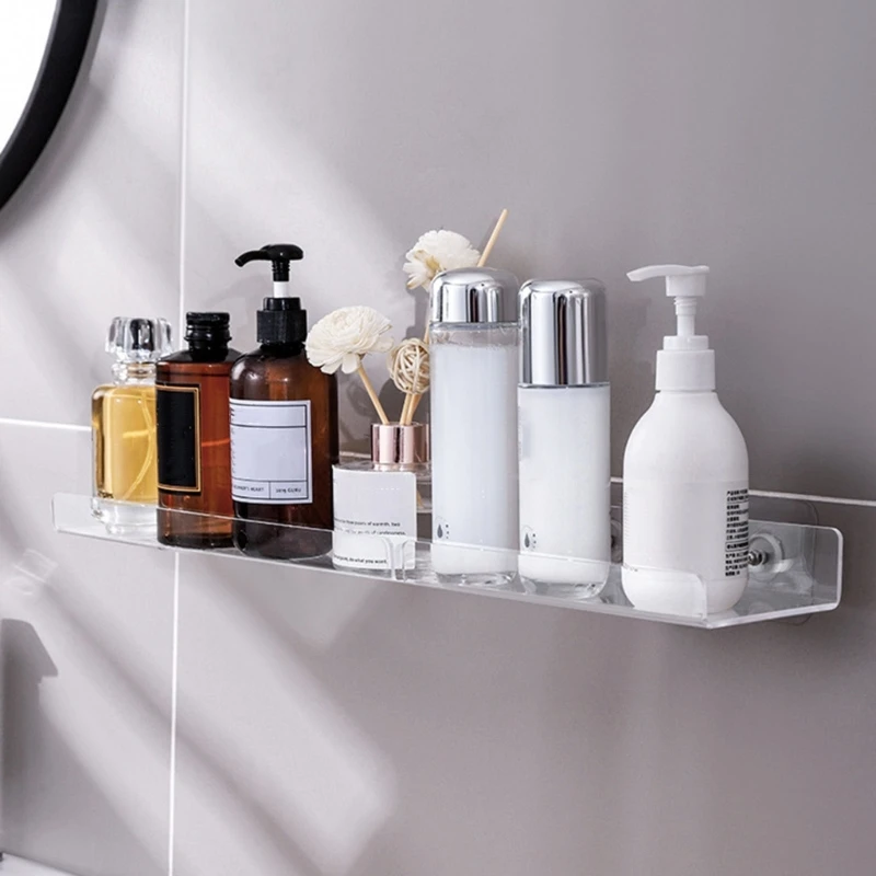 Acrylic Bathroom Shelves Wall Mounted Shower Shelve No Drilling Adhesive Thick Clear Storage & Display Shelves, Bathroom 2