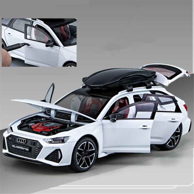 1/24 Audi RS6 Avant Station Wagon Alloy Car Model Diecast Metal Toy Vehicles Car Model Simulation Sound and Light Kids Toys Gift 5
