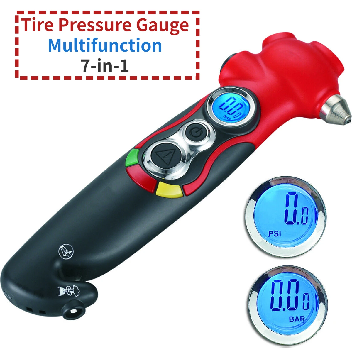 DigitalTirePressureGauge5150PSITyreAirTesterMultifunctionTool