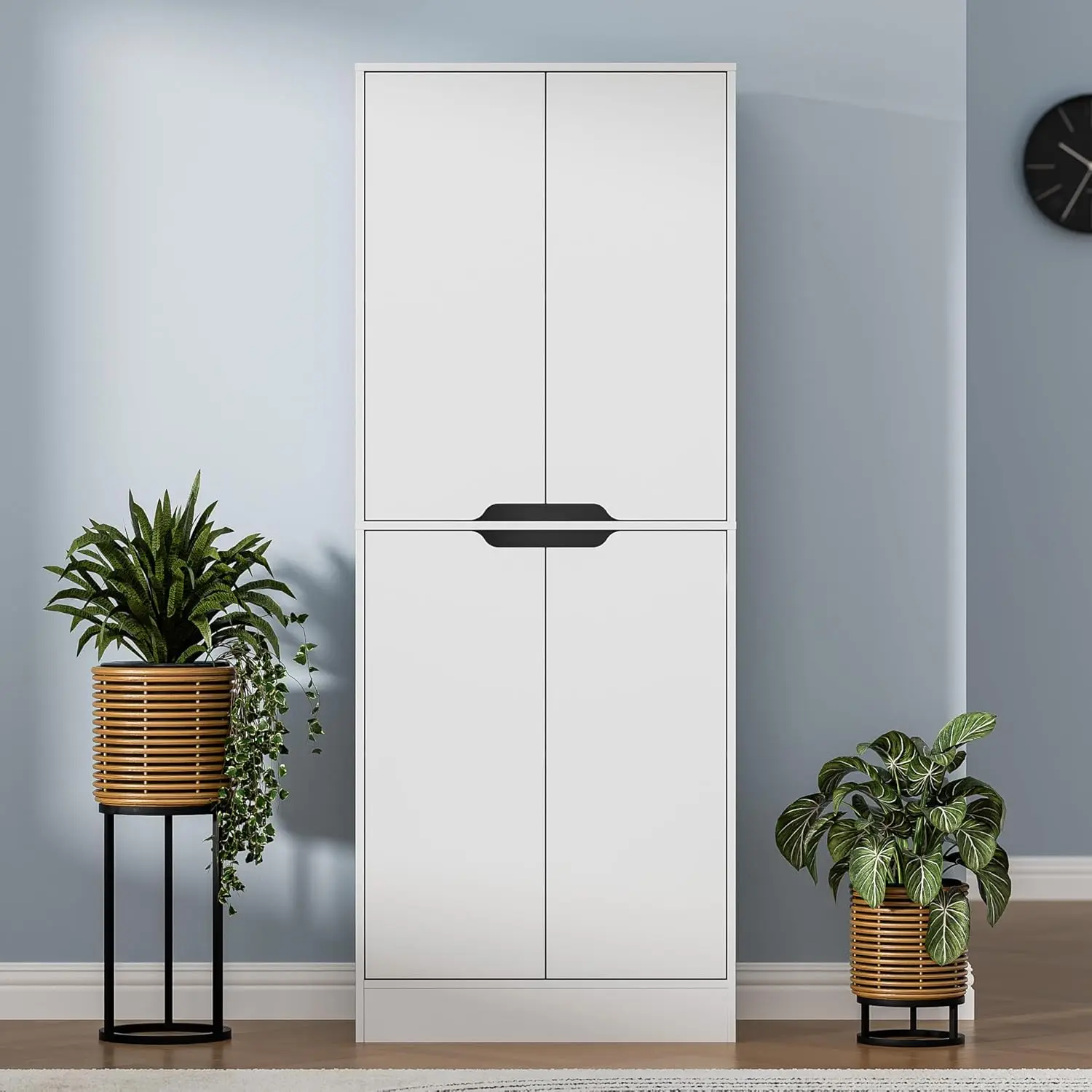 71" Tall Freestanding Pantry Cabinet, 4 Doors with Adjustable Shelves, Larder & Kitchen Hutch Cabinet