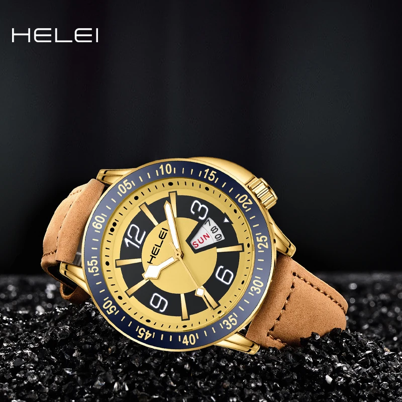 HELEI2024 new business light luxury hot models helmsman series  quartz men's quartz watch men's waterproof wristwa