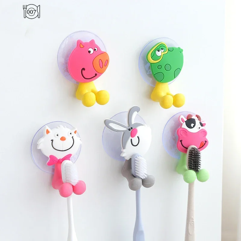 Toothbrush Holder Wall Mounted Storage Rack Suction Cup Bathroom Organizer