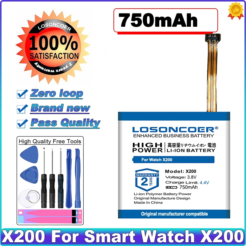 

0 Cycle 100% New 750mAh Battery for Durable SmartWatch phone watch x100 x200 smartwatch phone watch saat wristwatch Batteries