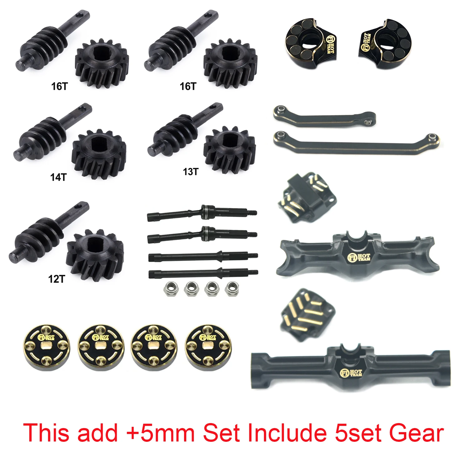 핫 팀 하비 황동 프론트 리어 액슬 황동 텅스텐 스틸 캡슐 +4.9mm 무게추 12/13/14/16T 기어 SCX30 RC카 업그레이드 부품