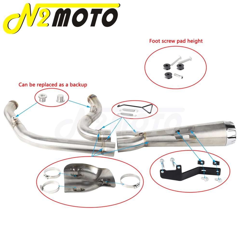 Sistema de escape completo para motocicleta, silenciador 2 en 1 para Harley  Softail Street Bob Standard Low Rider EI Diablo ST 18 - Your Moto Parts, image size:1000x1000