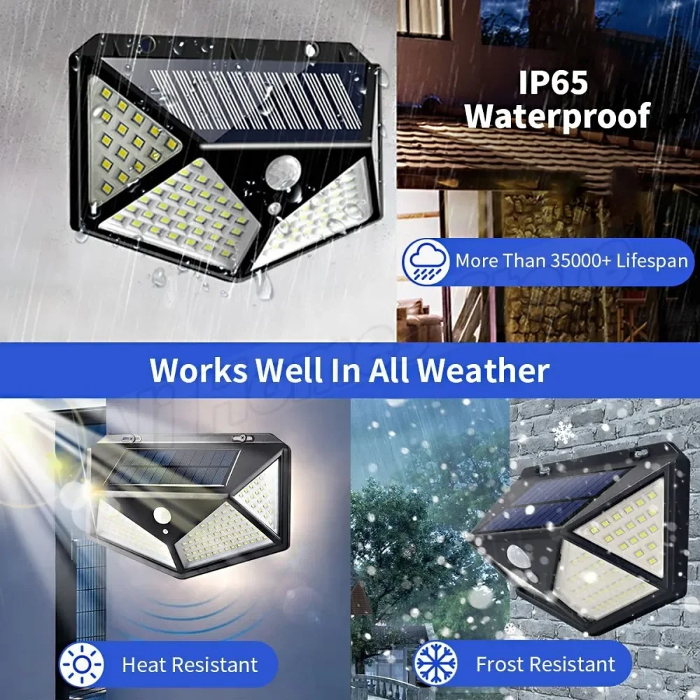 1/2/4PCS 100 LED 벽 조명 태양열 LED 야외 장식 태양열 정원 조명 캠핑 발코니 조명기구 패널 방수