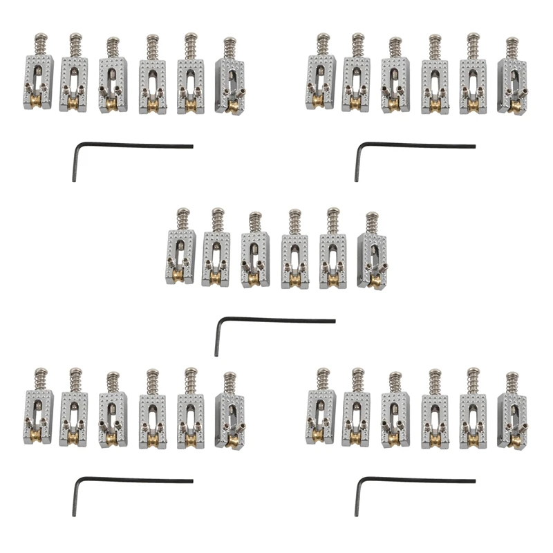 

30 роликовых мостовых седлов Tremolo с гаечным ключом для крыла Strat Tele электрическая гитара Хромированный Цвет